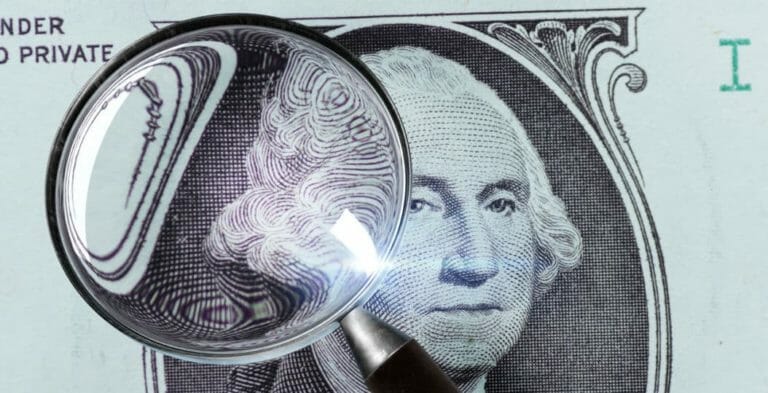 US Dollar Magnifying Glass